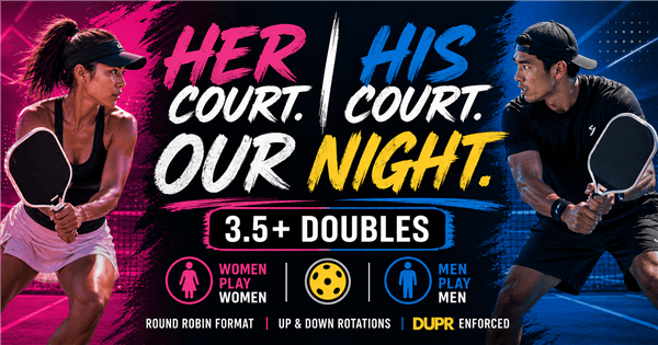 Her Court. His Court. Our Night. 3.5+ Doubles